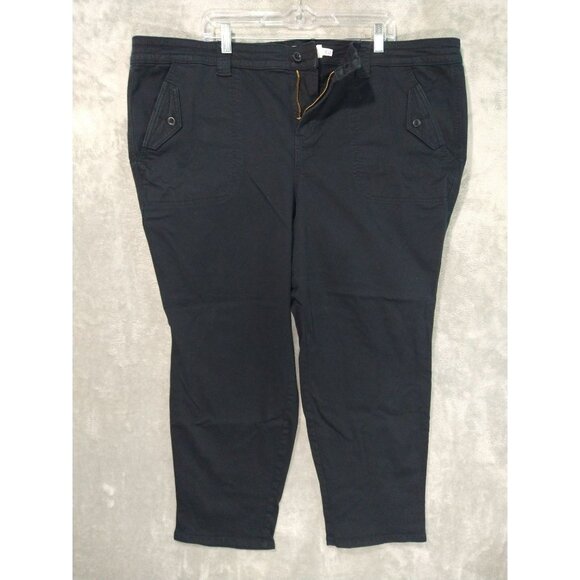 Torrid Jeans Womens 26 Black Crop Aviator Skinny Twill Mid Rise Pants Stretch - Picture 1 of 9